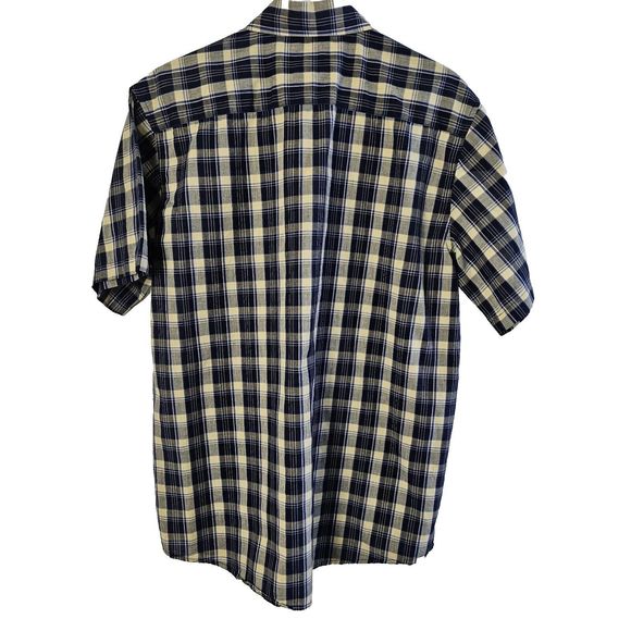 VTG William Bay Trading Co Blue Men's Large S/Sleeve Plaid  Button Down Pocket - Picture 4 of 5